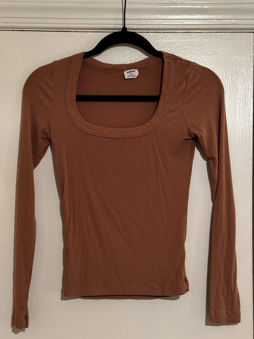 Cotton On Women's Scoop Neck Long Sleeve Top - Camel Brown